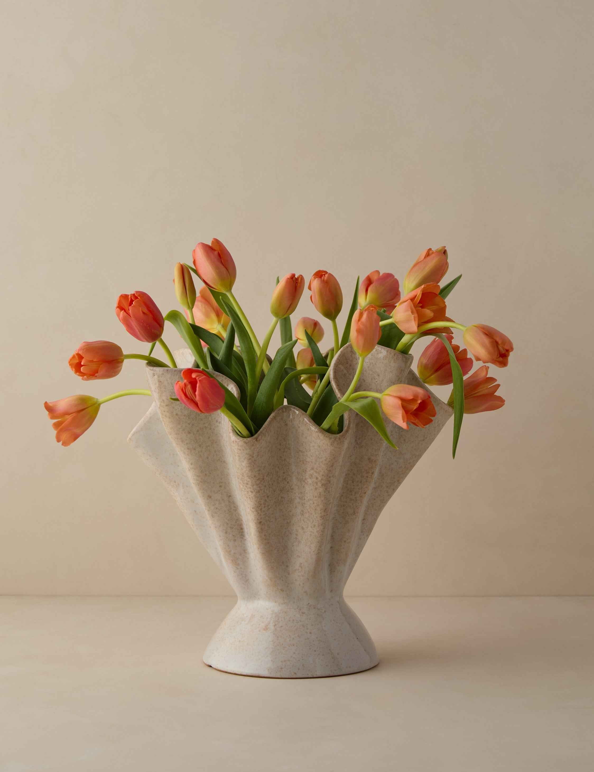 Dara Ruffled Vase | Stoneware, Reactive Glaze Finish