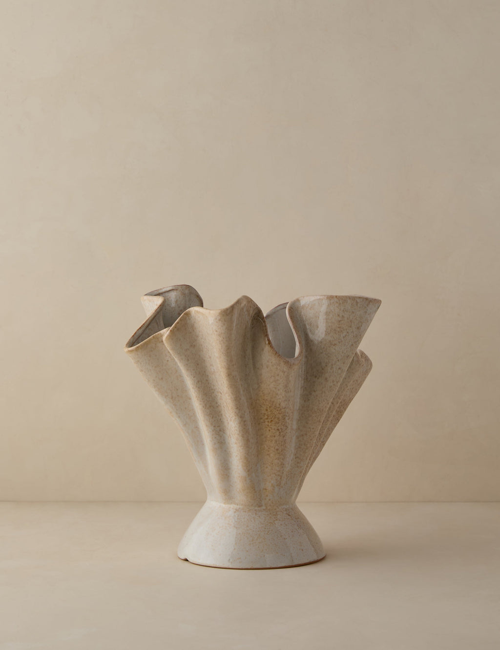 Dara Ruffled Vase | Stoneware, Reactive Glaze Finish