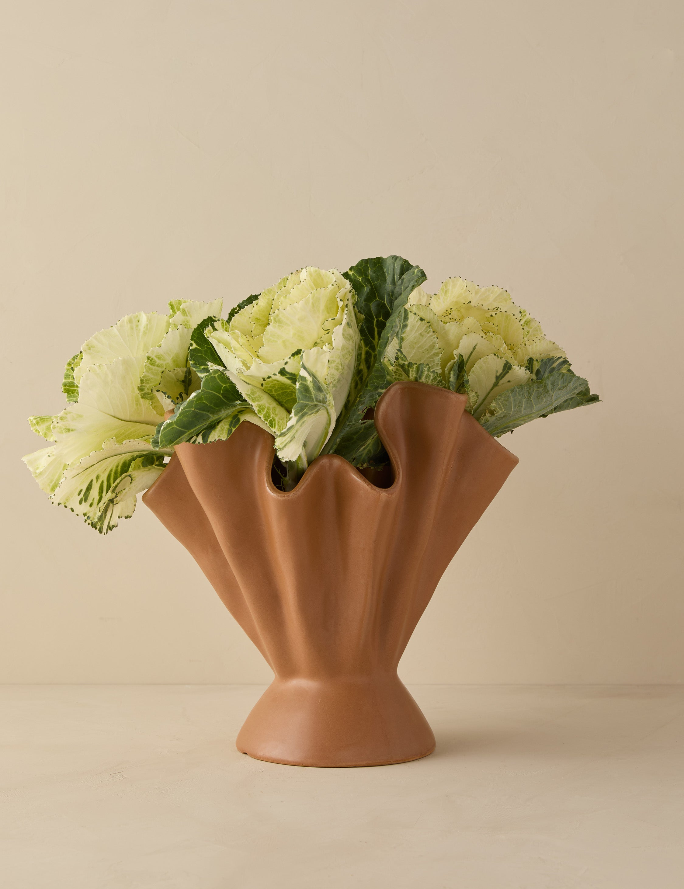 Dara Ruffled Vase | Stoneware, Reactive Glaze Finish