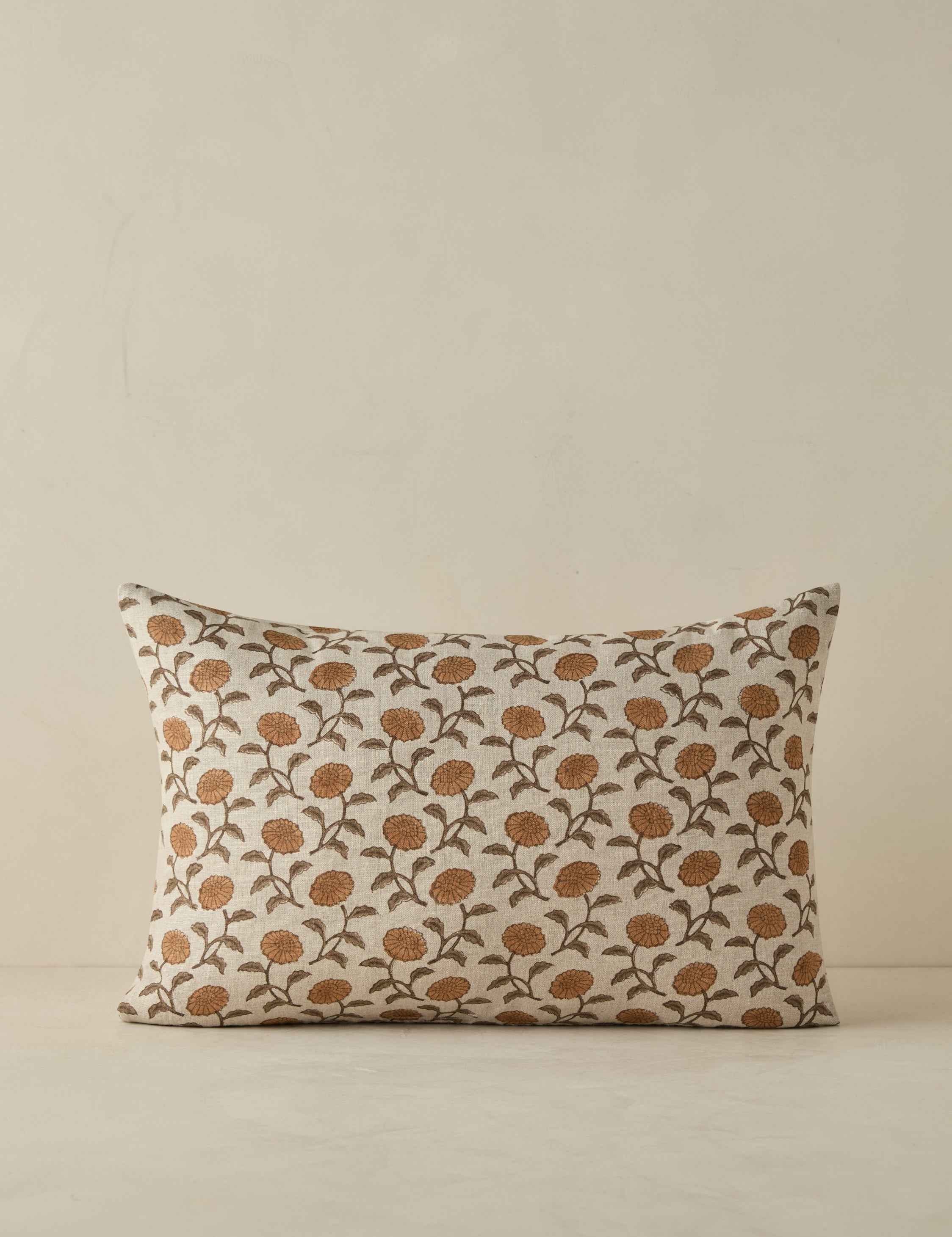 Dori Linen Pillow | Floral Pattern, Soft Down Fill