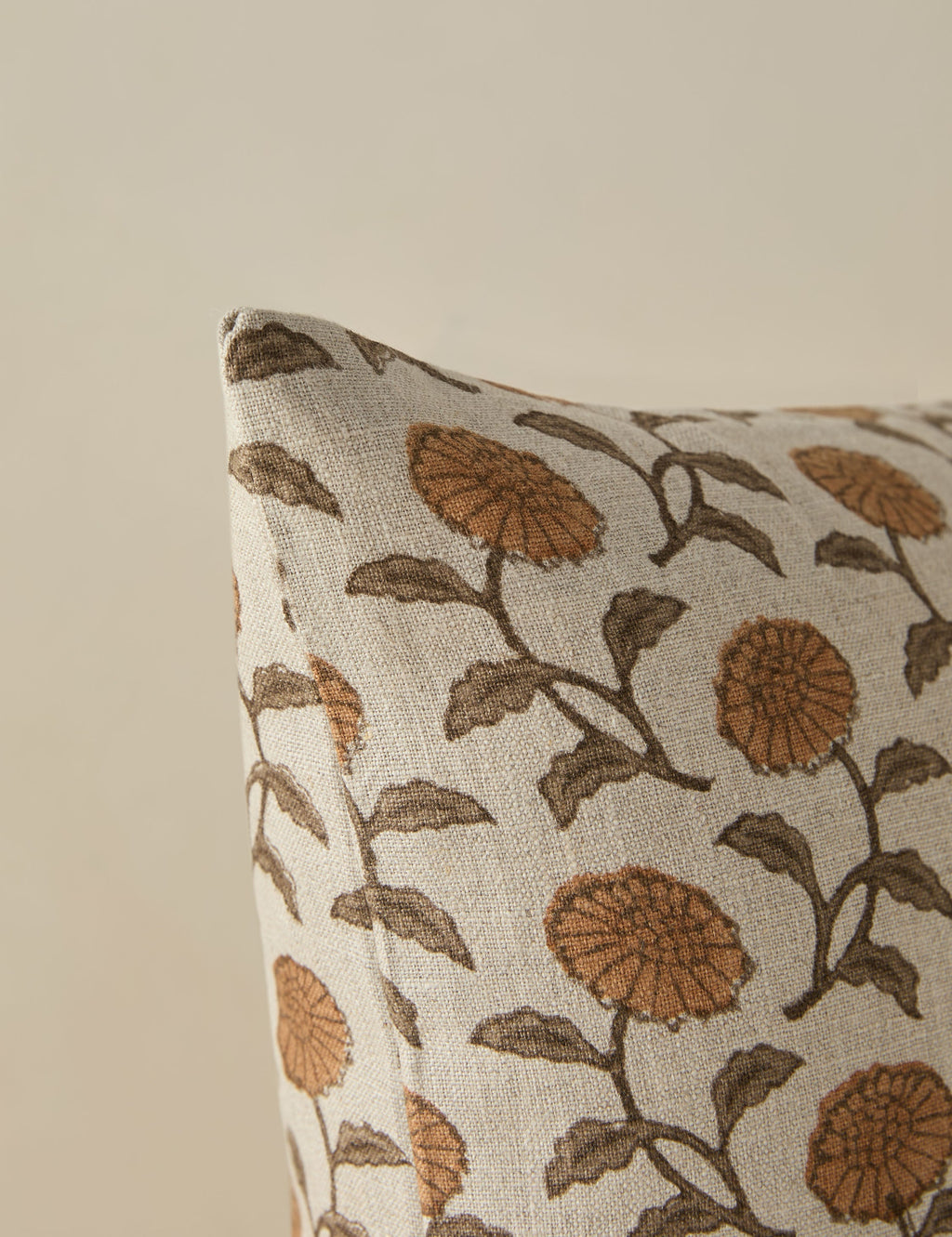Dori Linen Pillow | Floral Pattern, Soft Down Fill