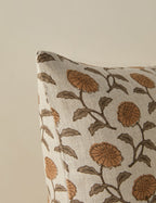 Dori Linen Pillow | Floral Pattern, Soft Down Fill