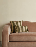 Dazzle Round Pillow | Abstract Pattern, Ruffle Flange