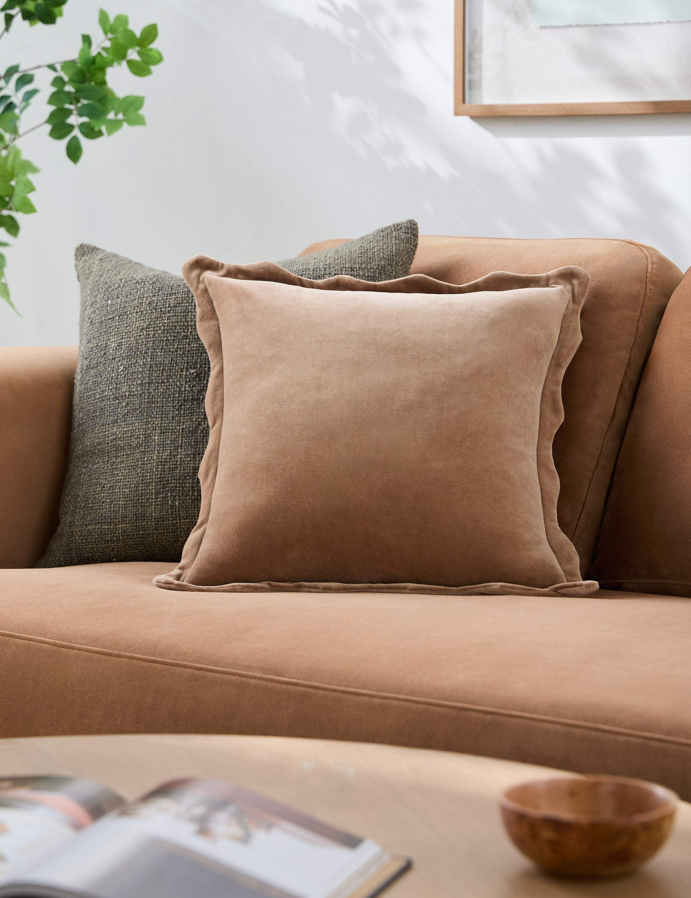 Cora Accent Pillow | Velvety Finish, Waved Flange Design