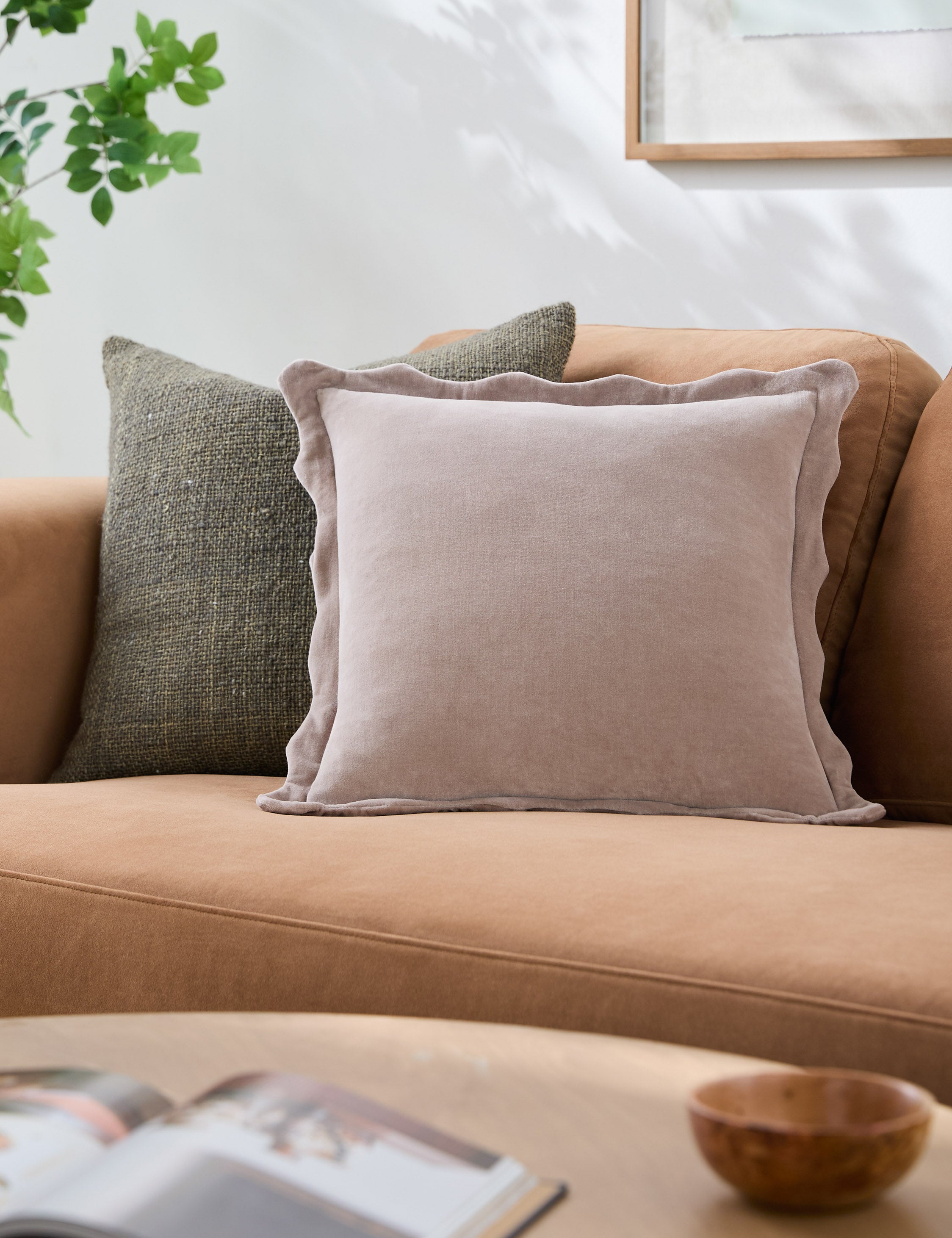 Cora Accent Pillow | Velvety Finish, Waved Flange Design