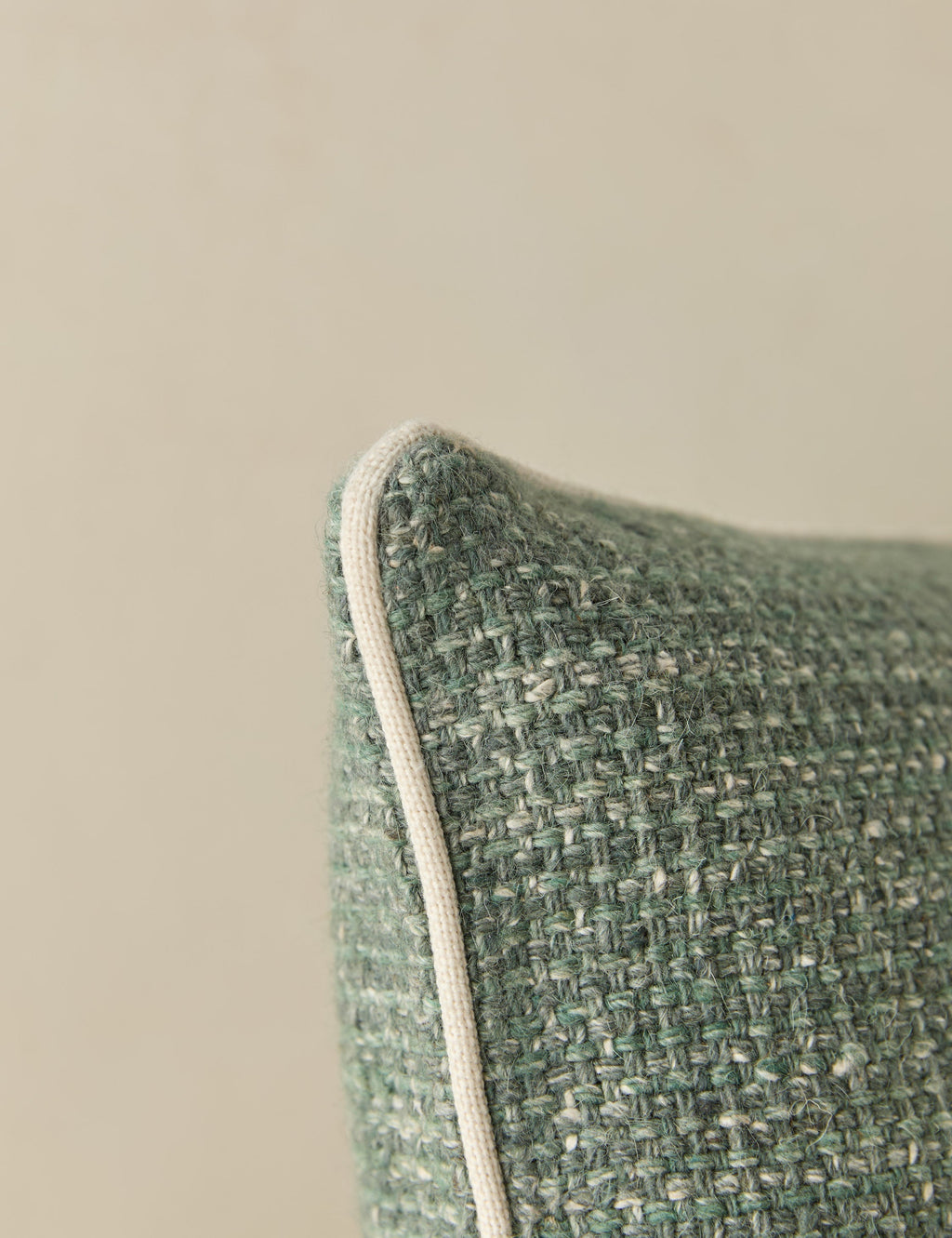Enzi Throw Pillow | Tweed Fabric, Contrast Piping