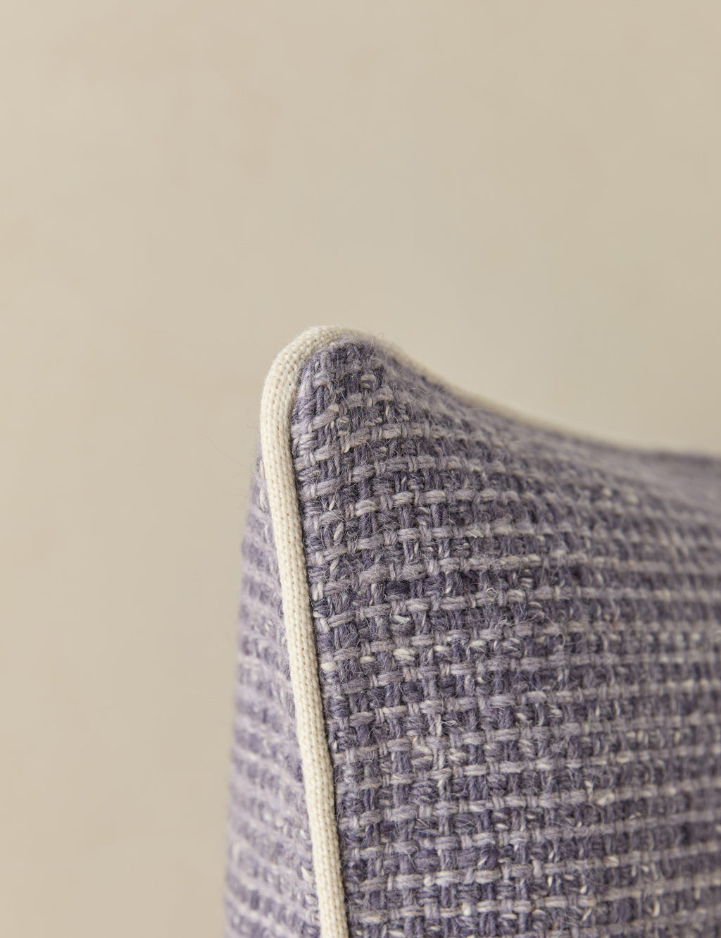 Enzi Throw Pillow | Tweed Fabric, Contrast Piping
