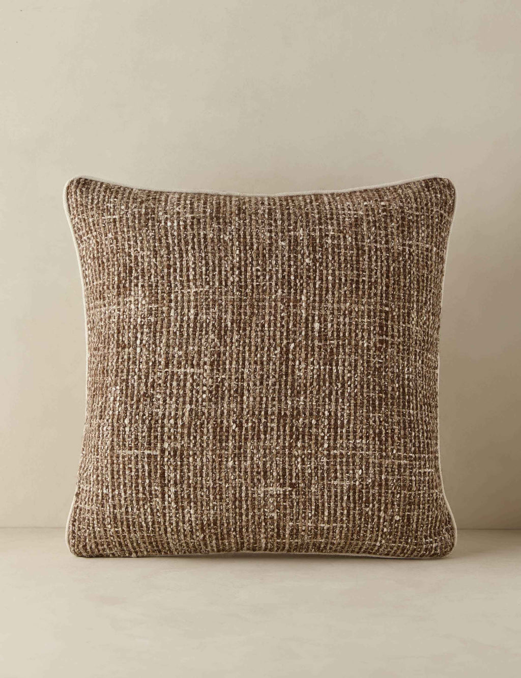 Enzi Throw Pillow | Tweed Fabric, Contrast Piping