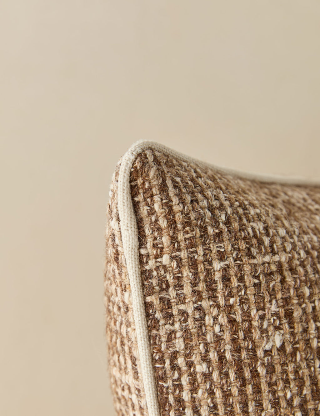 Enzi Throw Pillow | Tweed Fabric, Contrast Piping