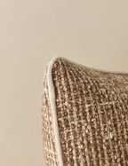 Enzi Throw Pillow | Tweed Fabric, Contrast Piping