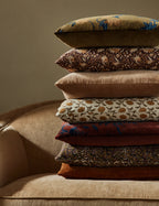Sable Linen Pillow | Floral Pattern, Soft Down Fill