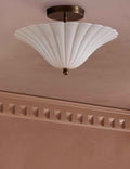 Glynn Flush Mount Light | Scalloped Glass, Warm Brass Accents