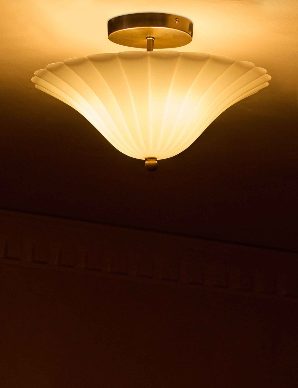 Glynn Flush Mount Light | Scalloped Glass, Warm Brass Accents