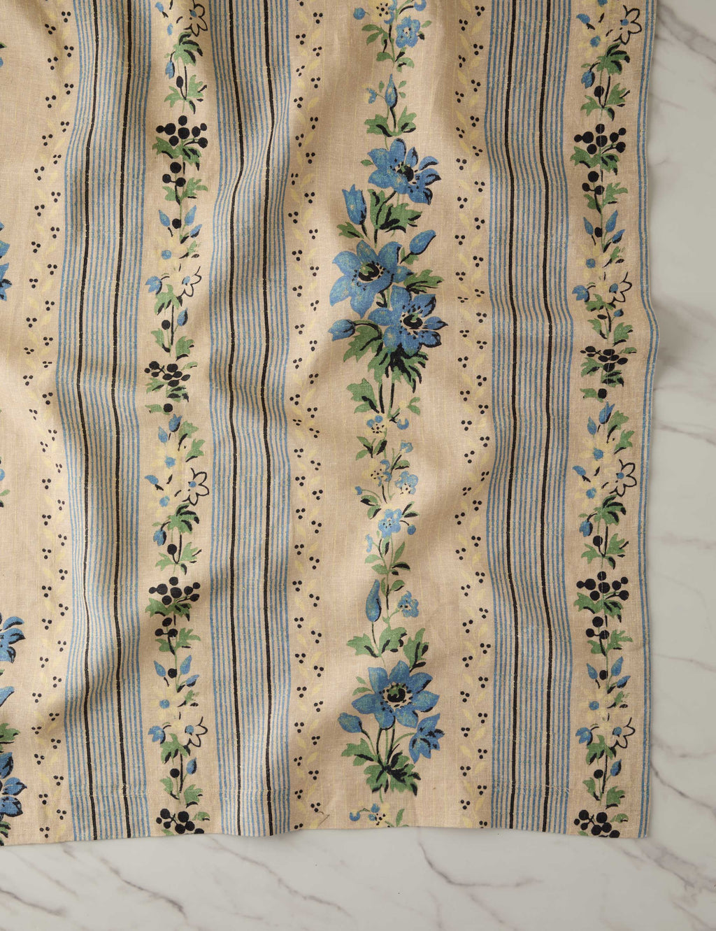 Briar Tablecloth | Floral Stripe, Soft Blue and Green