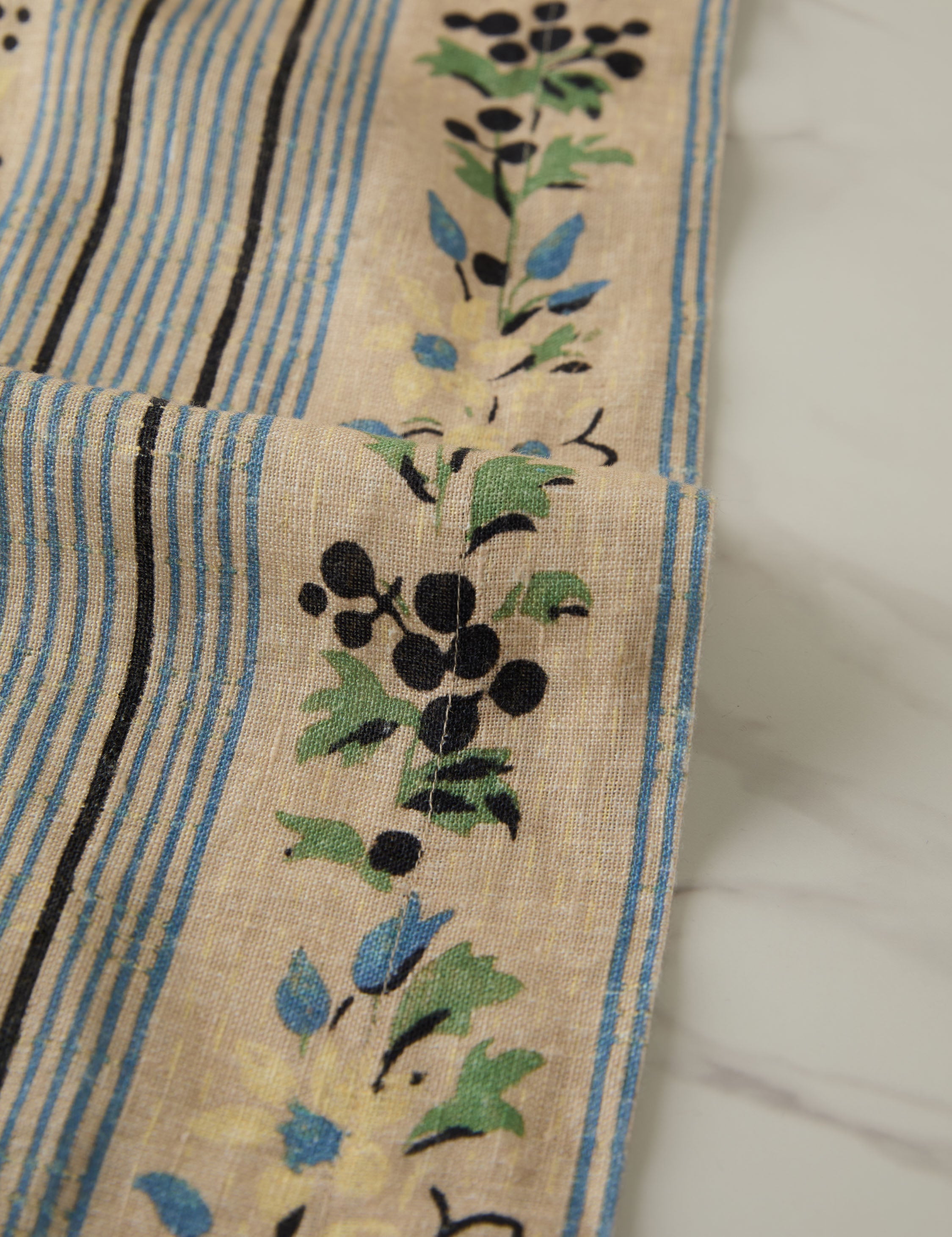 Briar Tablecloth | Floral Stripe, Soft Blue and Green
