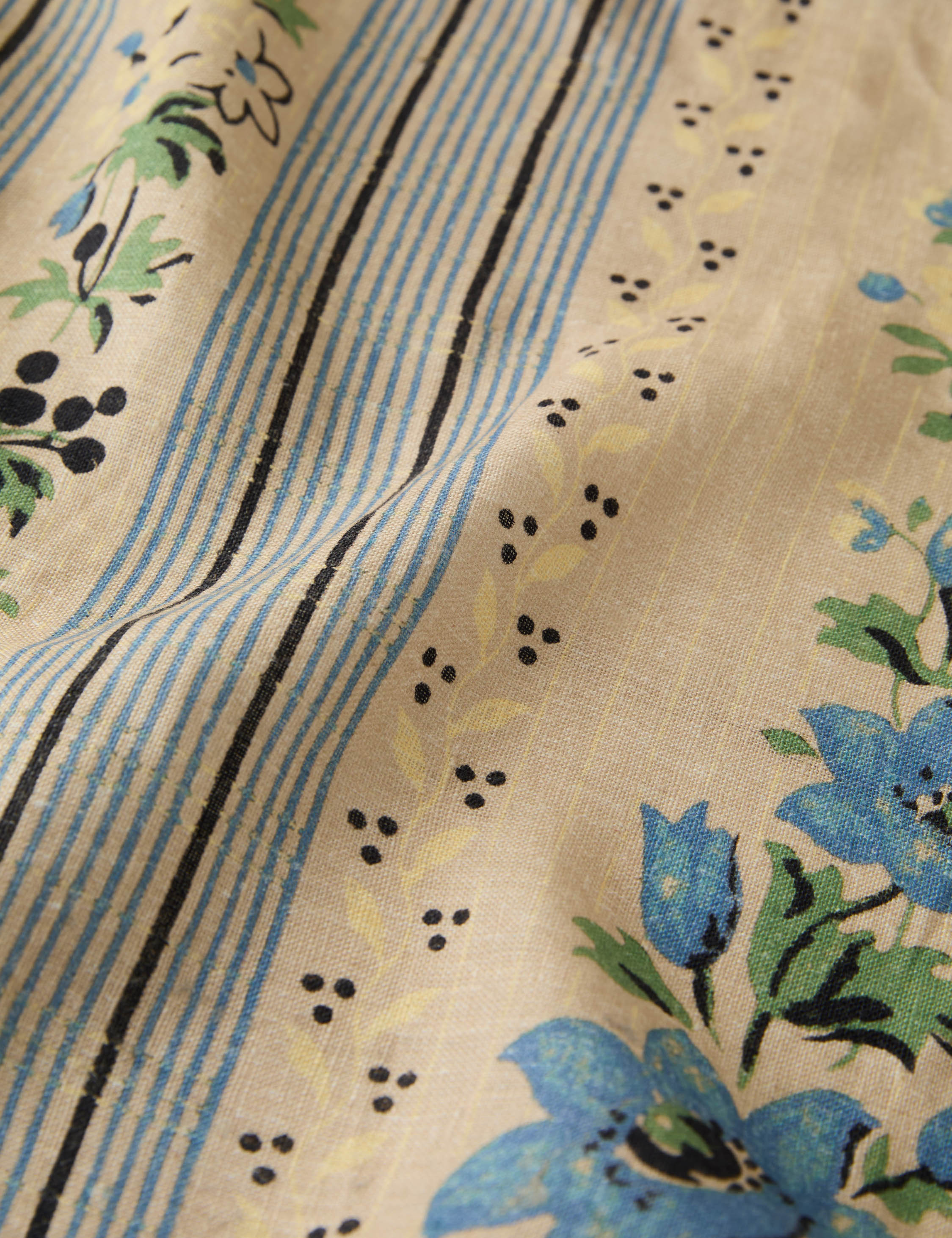 Briar Tablecloth | Floral Stripe, Soft Blue and Green
