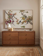 Bela 6-Drawer Dresser | Inlaid Wood Accents, Vintage Metal Pulls