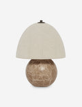 Izu Table Lamp | Stone Sphere Base, Linen Shade