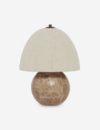 Izu Table Lamp | Stone Sphere Base, Linen Shade