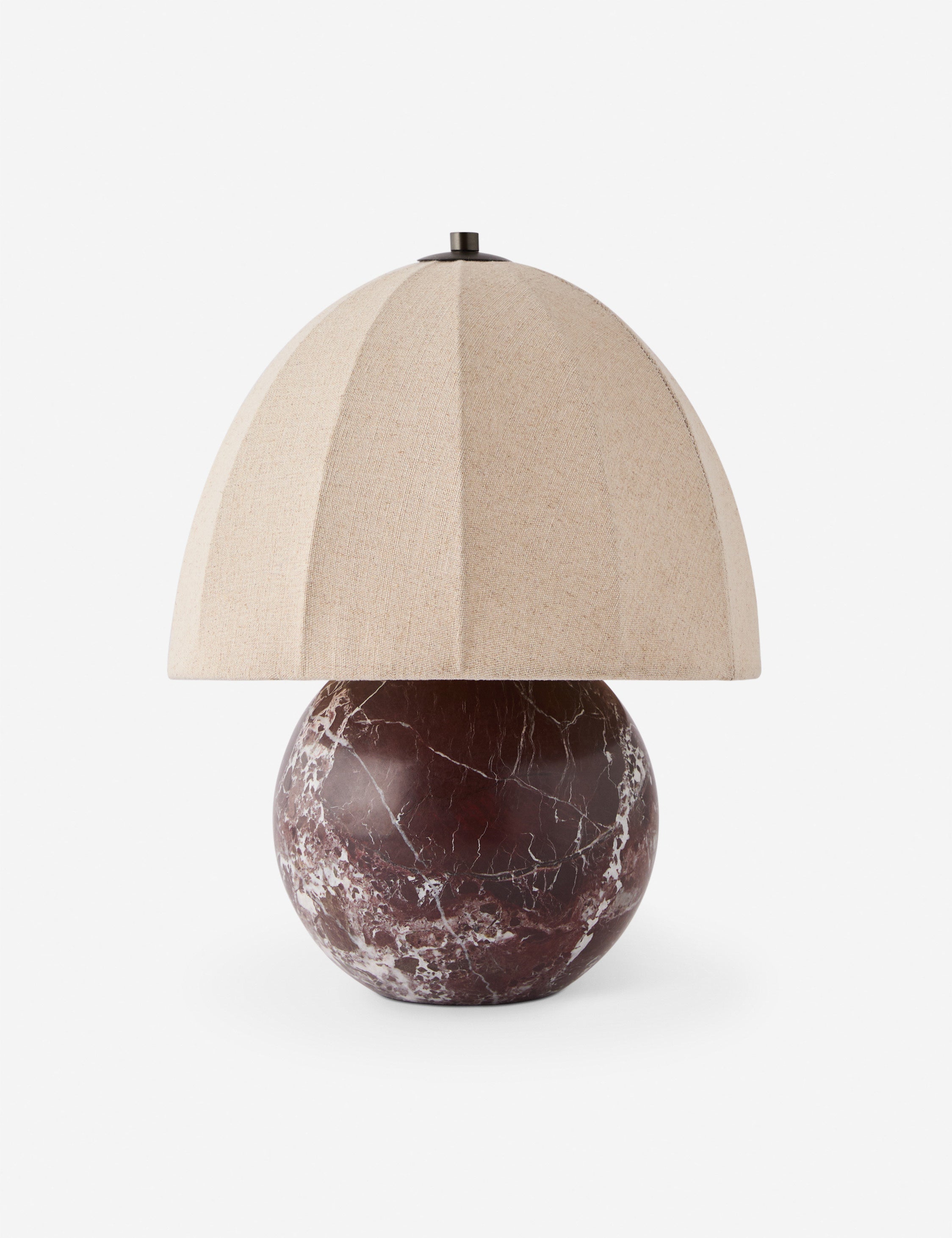 Izu Table Lamp | Stone Sphere Base, Linen Shade
