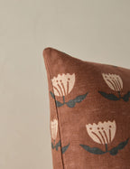 Luxe Janna Pillow | Hand-Sketched Floral, Natural Linen