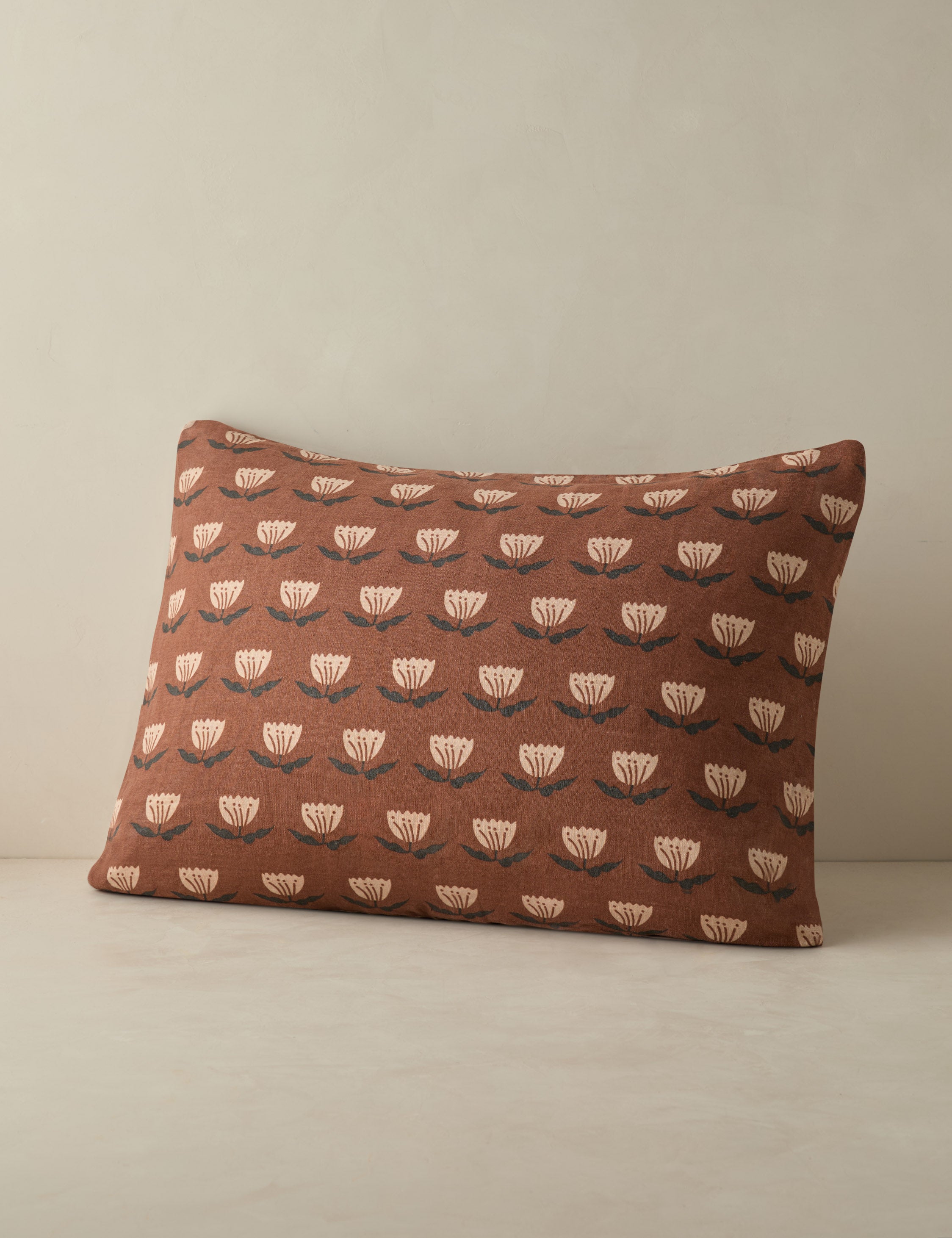 Bela Linen Sham | Hand-Sketched Floral Design, Natural Fiber