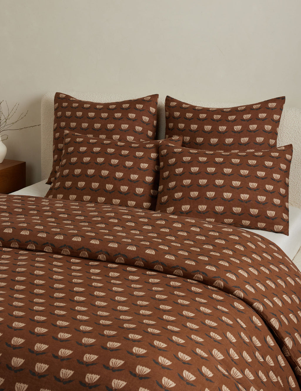Bela Linen Sham | Hand-Sketched Floral Design, Natural Fiber