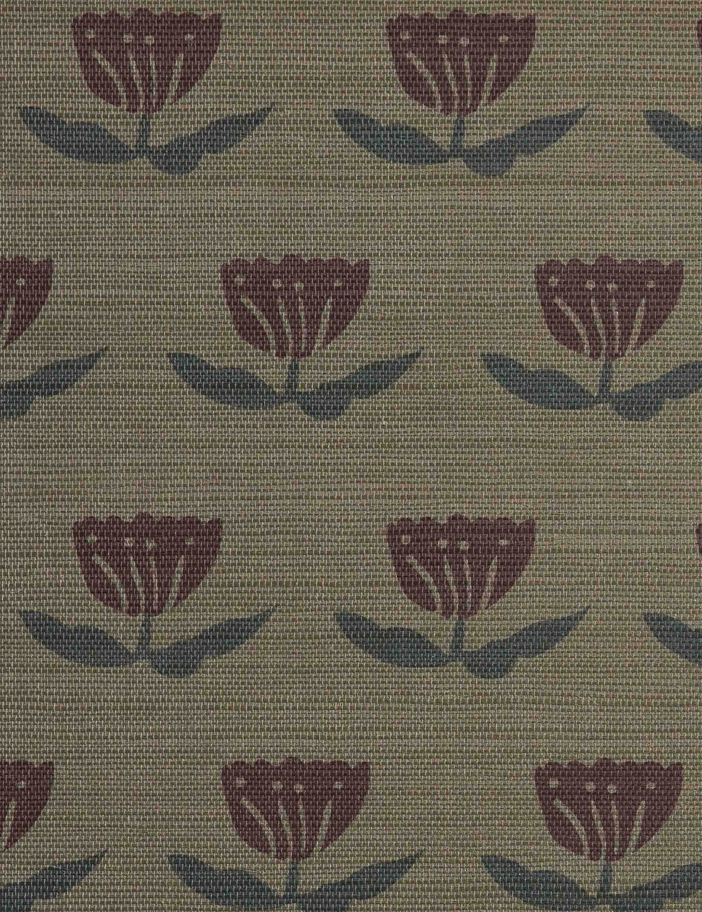 Juno Grasscloth Wallpaper | Hand-Sketched Floral Design