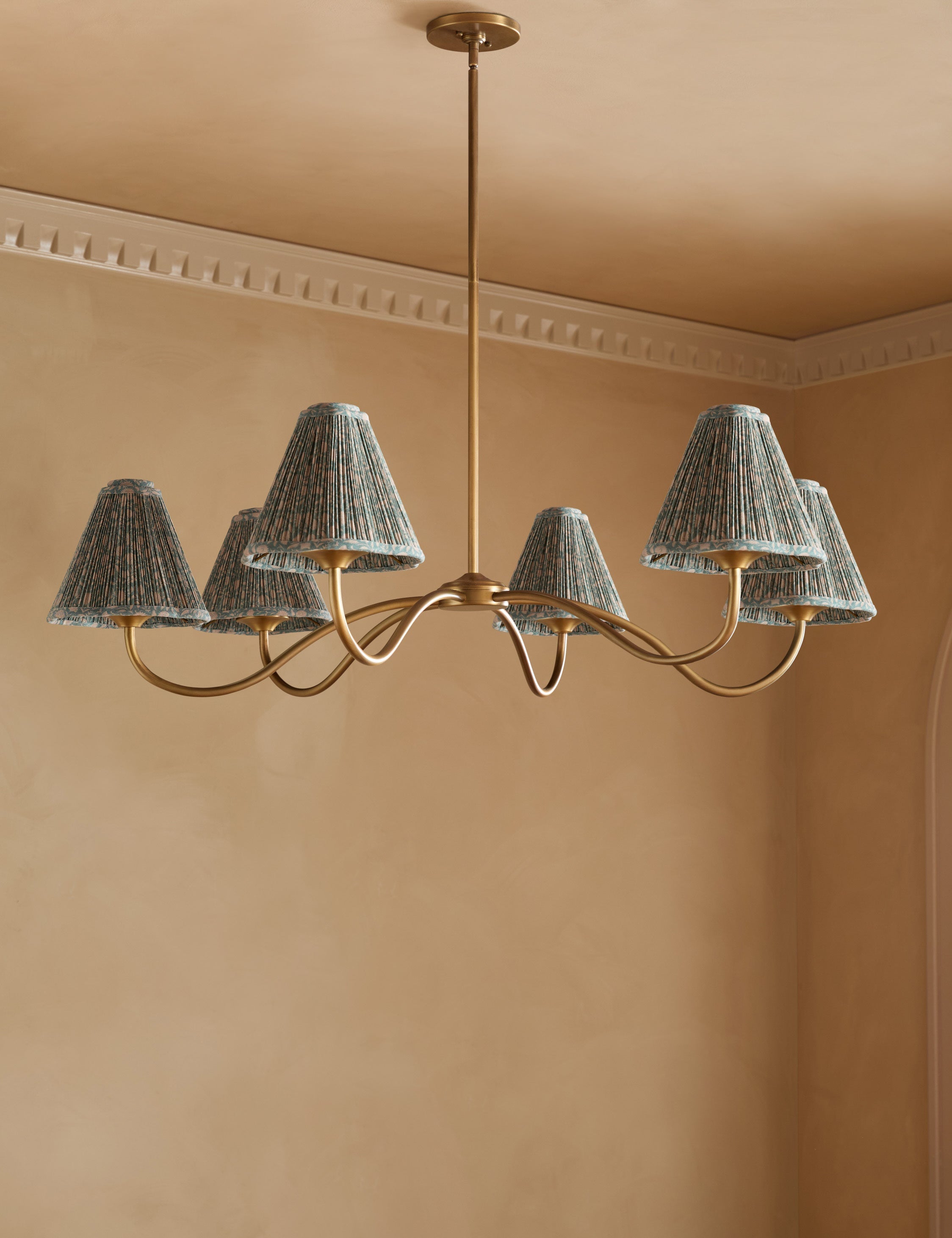 Juno Chandelier | Pleated Floral Shades, Elegant Design