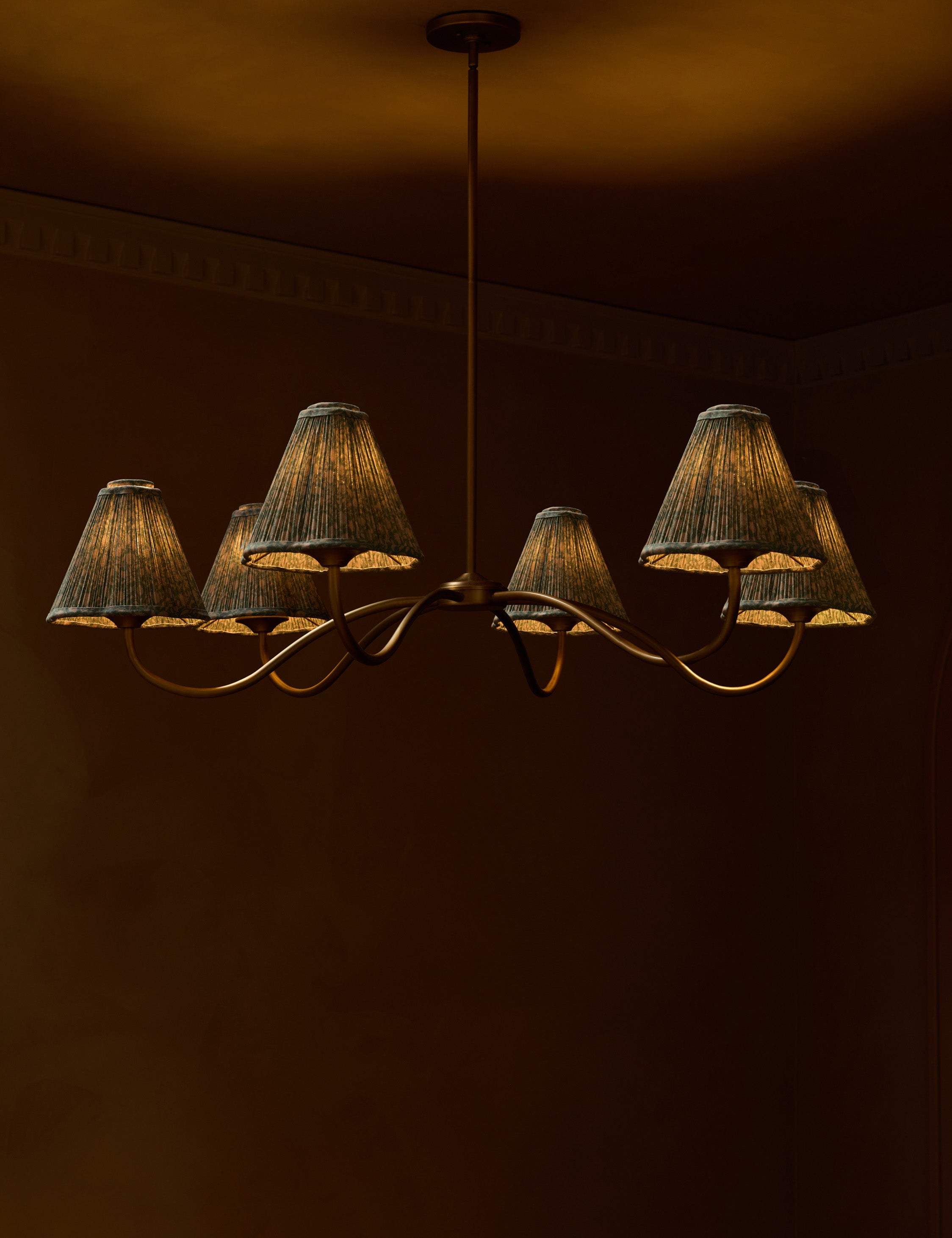 Juno Chandelier | Pleated Floral Shades, Elegant Design