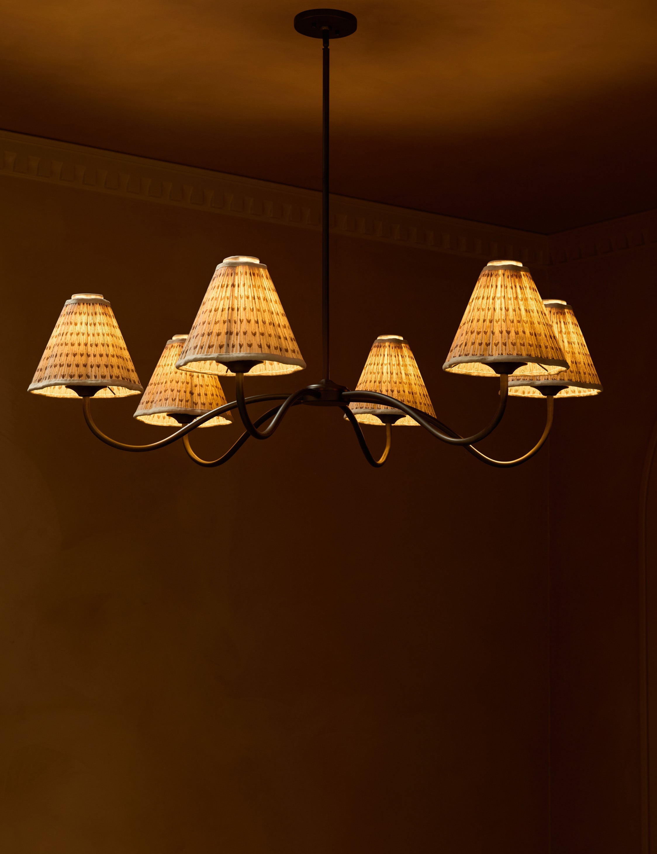 Juno Chandelier | Pleated Floral Shades, Elegant Design