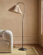 Juno Floor Lamp | Gooseneck Design, Floral Pleated Shade