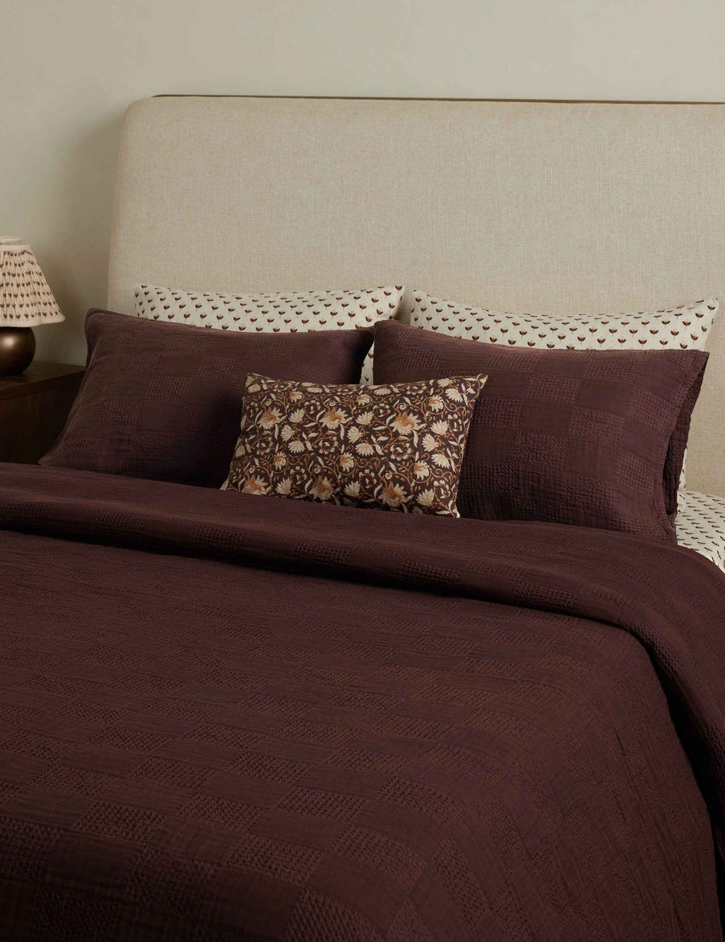 Kairo Textured Cotton Sham | Waffle Gauze Checkerboard Design