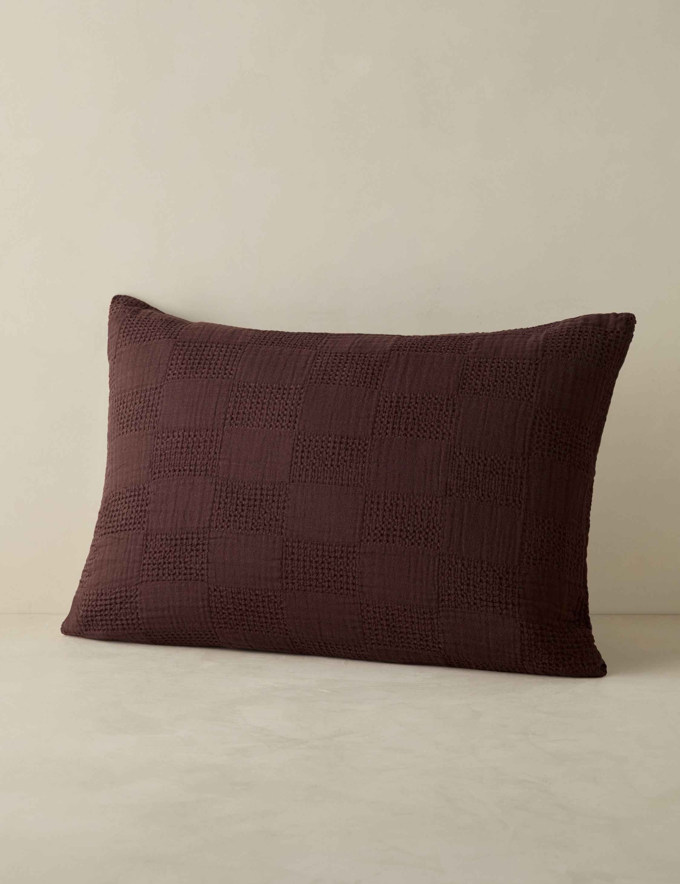 Kairo Textured Cotton Sham | Waffle Gauze Checkerboard Design