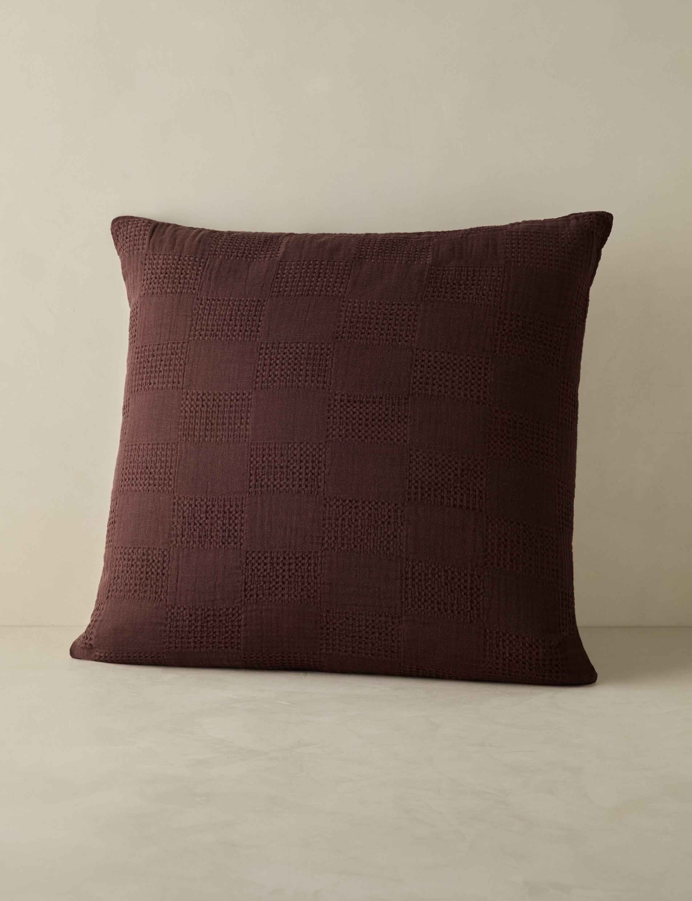 Kairo Textured Cotton Sham | Waffle Gauze Checkerboard Design