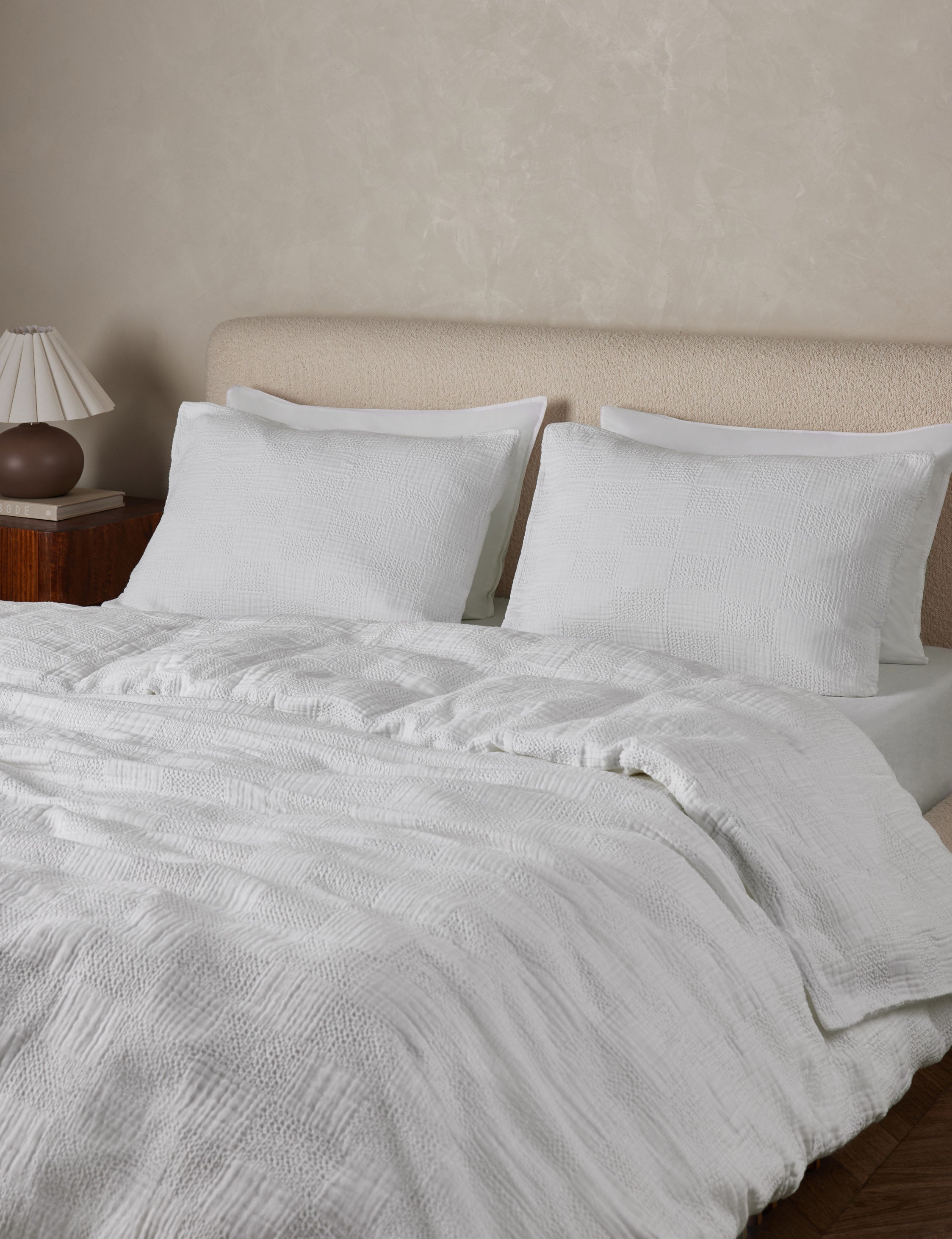 Kairo Textured Cotton Sham | Waffle Gauze Checkerboard Design