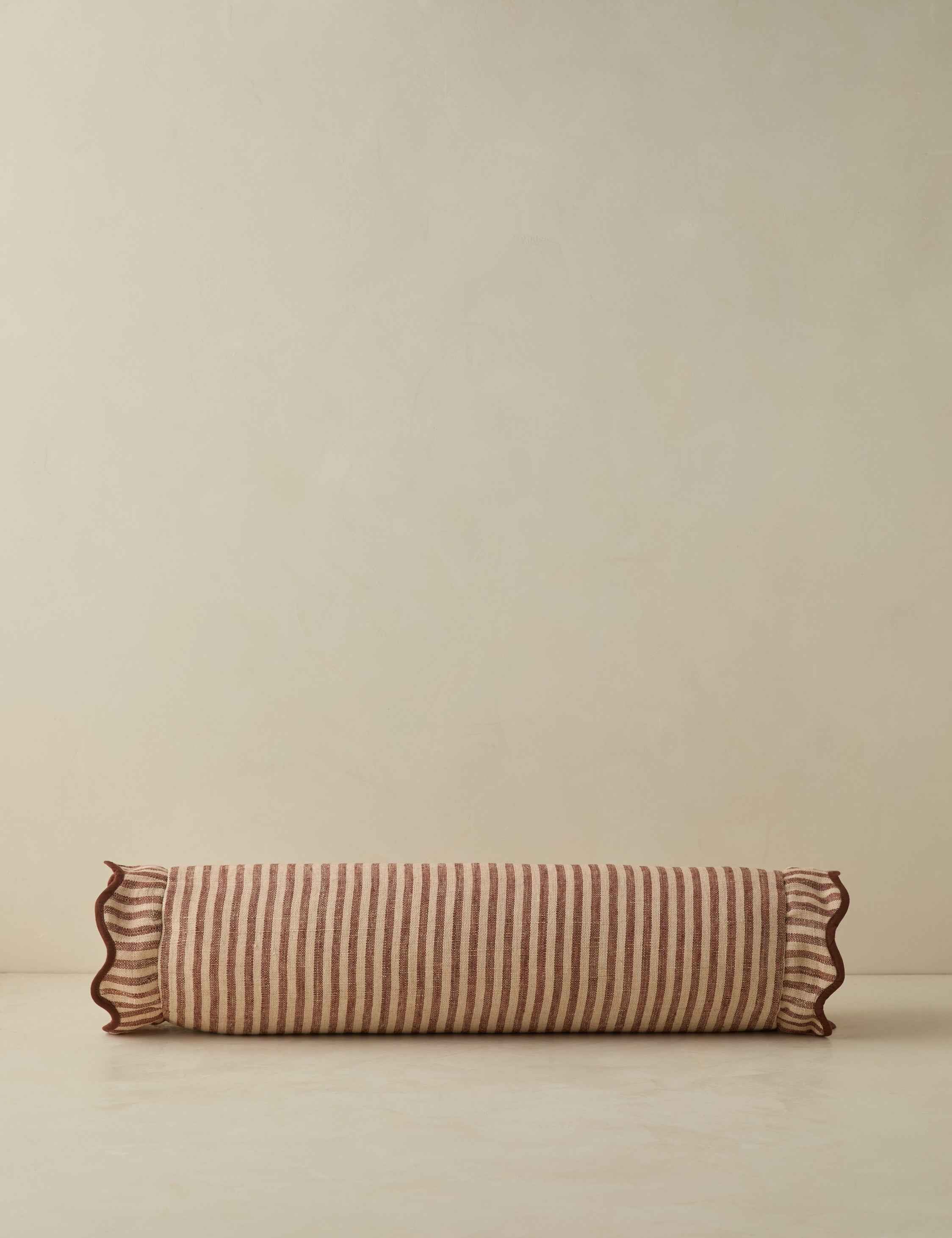 Lani Bolster Pillow | Striped Linen with Dramatic Flange