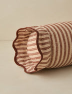 Lani Bolster Pillow | Striped Linen with Dramatic Flange