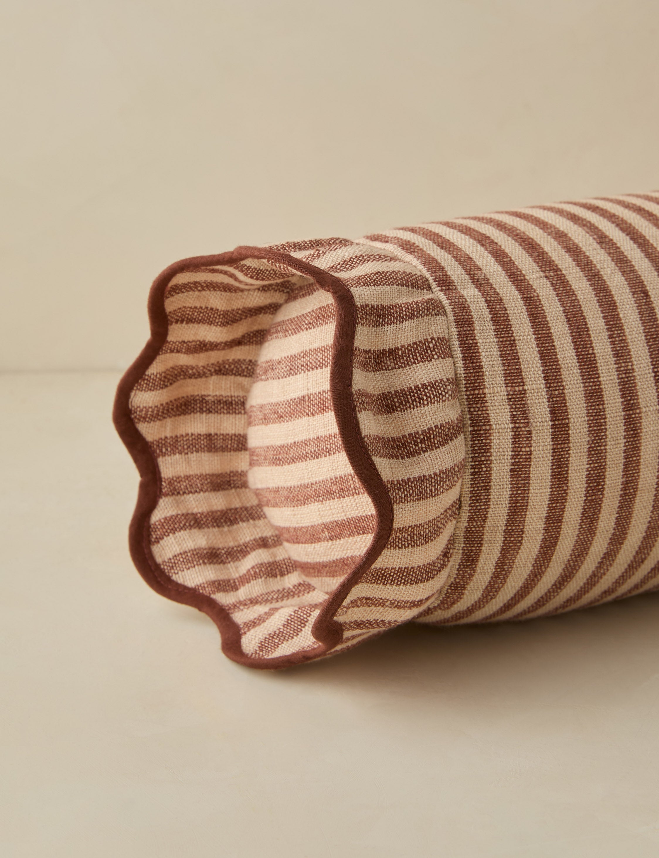 Lani Bolster Pillow | Striped Linen with Dramatic Flange