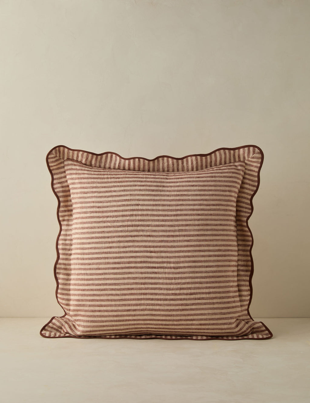 Luna Linen Pillow | Striped Design, Dramatic Flange