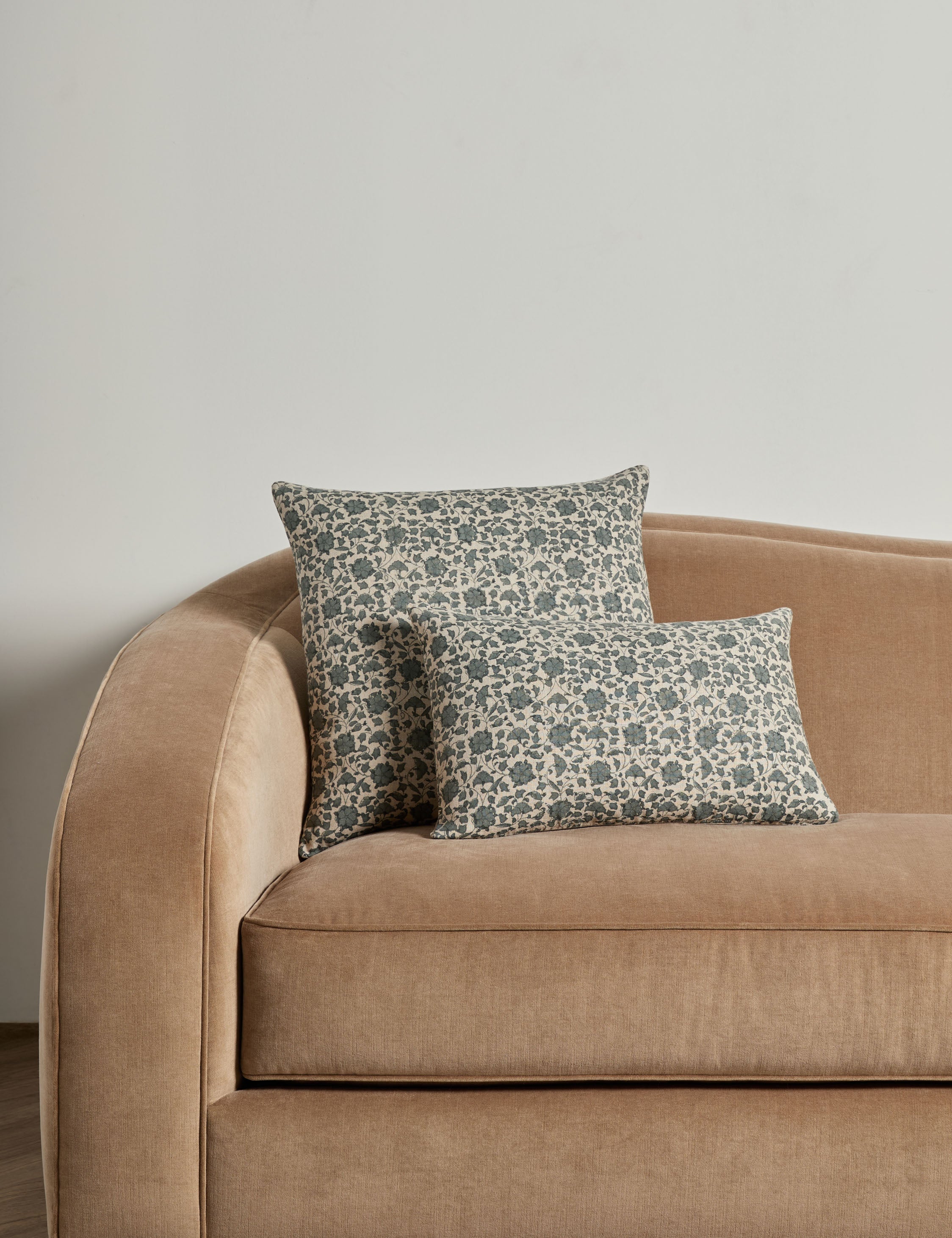 Liora Linen Pillow | Handmade Block Print, Floral Motif