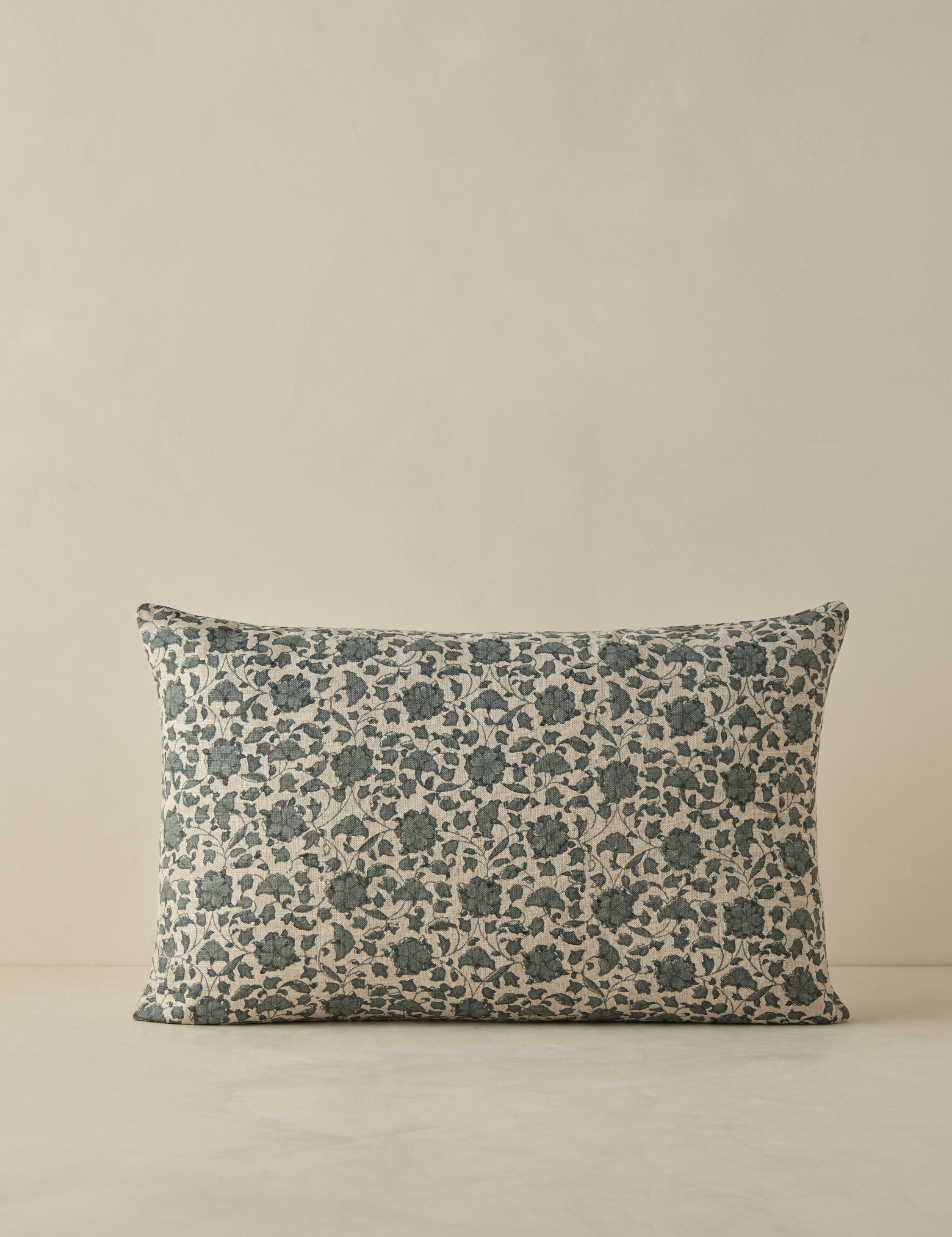 Liora Linen Pillow | Handmade Block Print, Floral Motif
