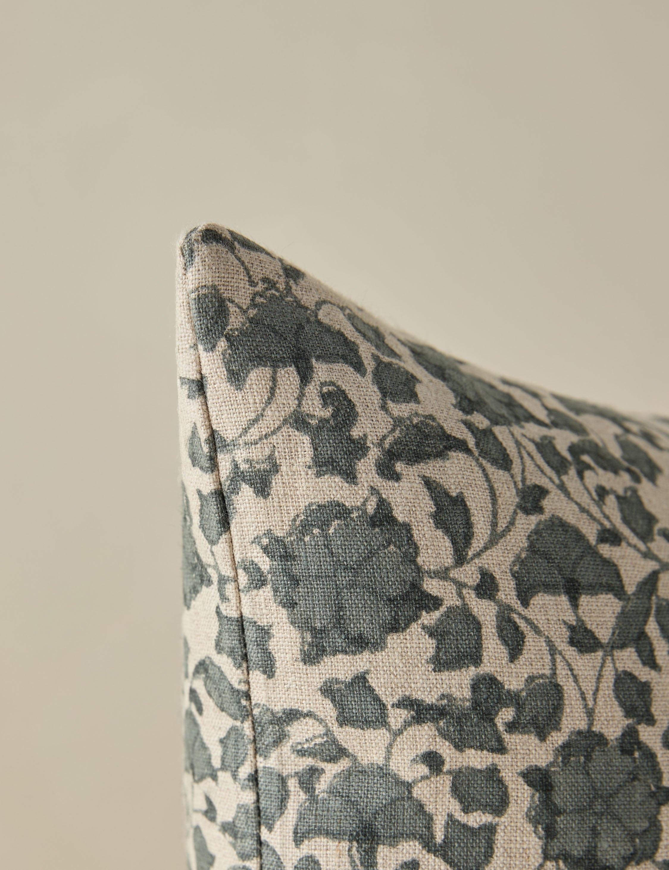 Liora Linen Pillow | Handmade Block Print, Floral Motif