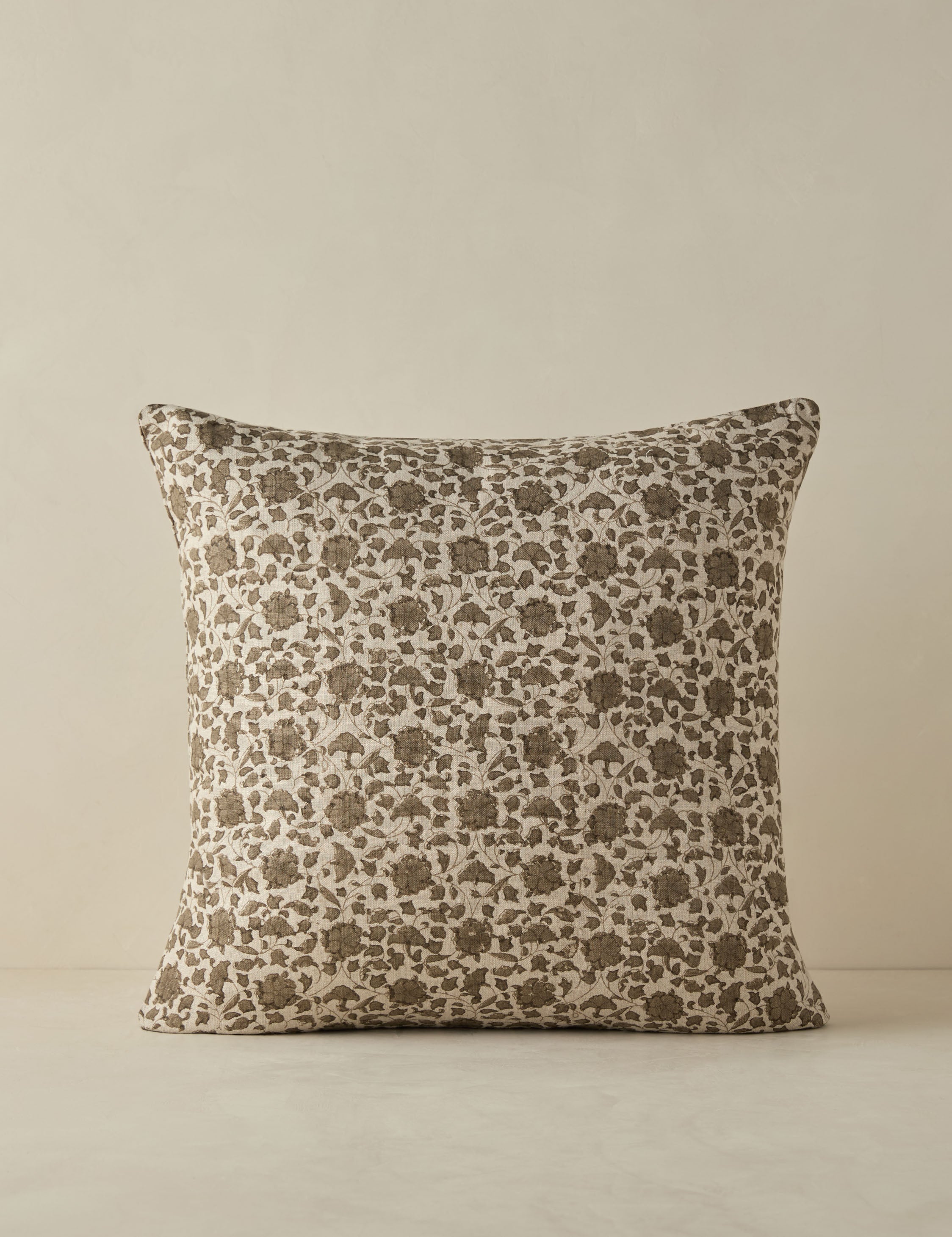 Liora Linen Pillow | Handmade Block Print, Floral Motif