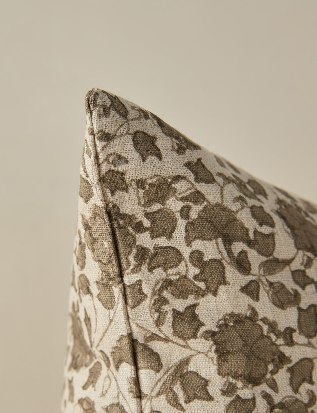 Liora Linen Pillow | Handmade Block Print, Floral Motif