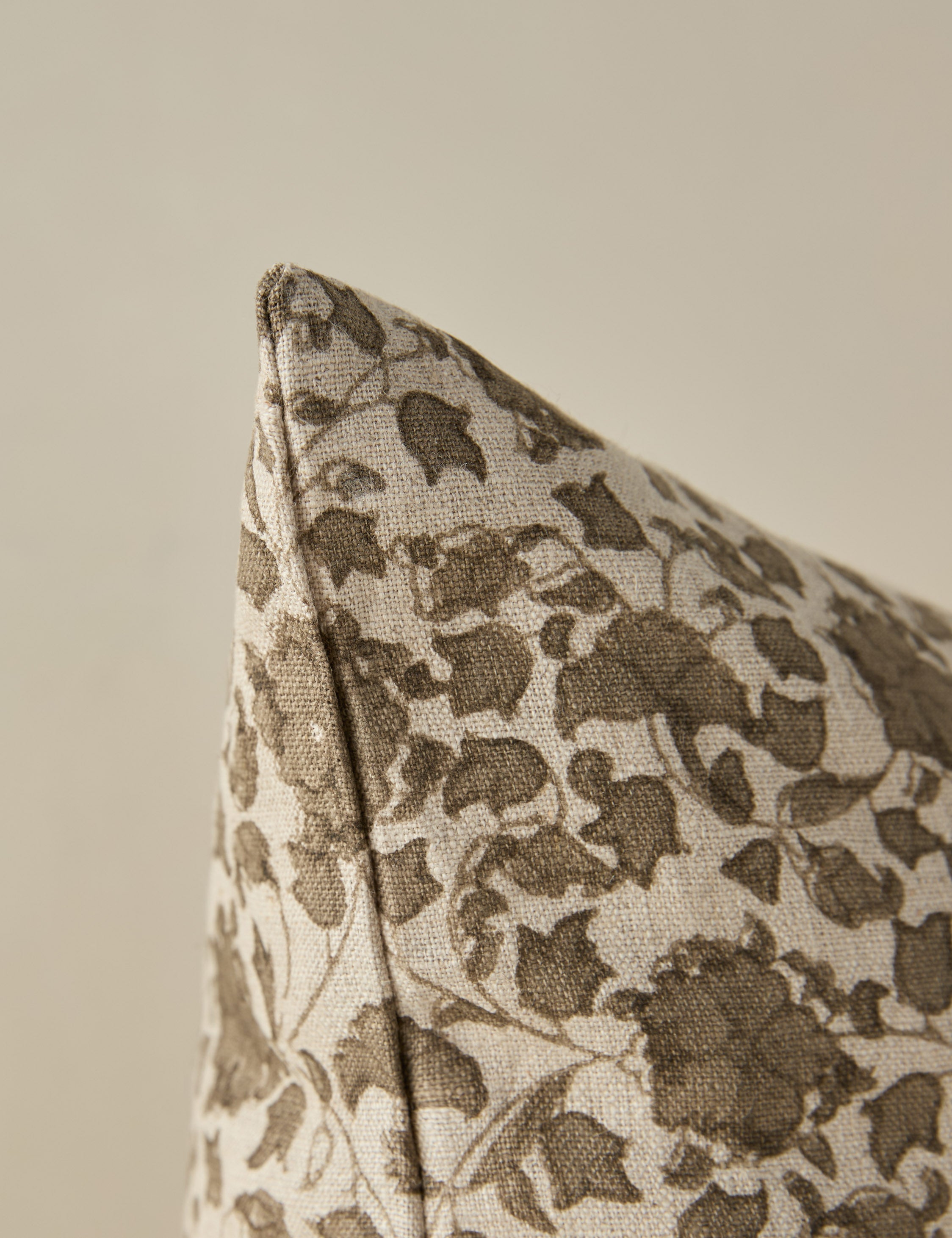 Liora Linen Pillow | Handmade Block Print, Floral Motif