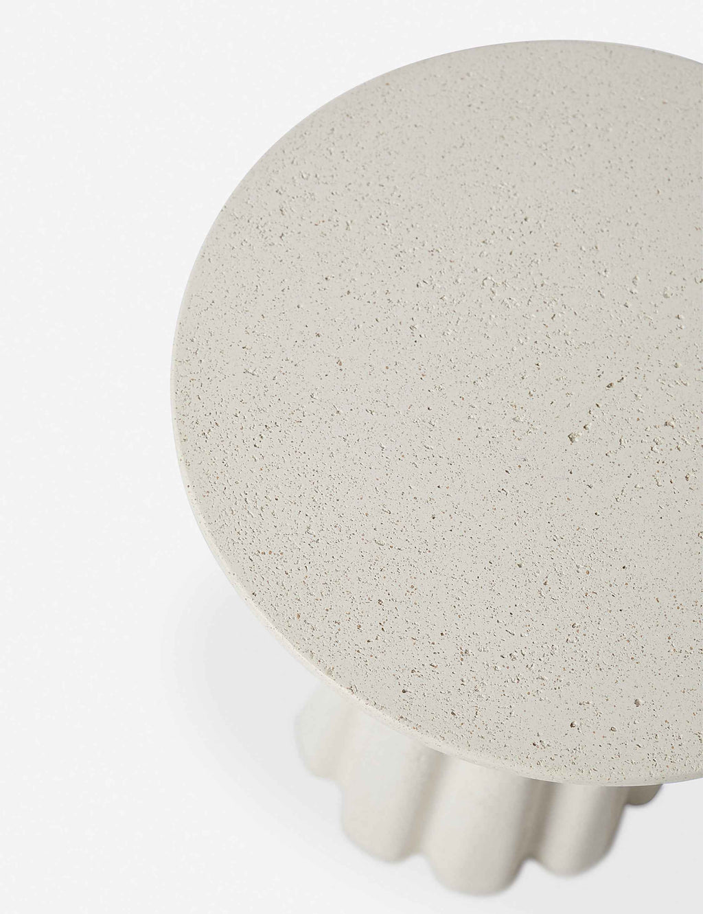 Luna Round Side Table | Durable Concrete, Fluted Base