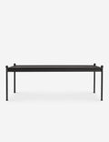 Luna Outdoor Coffee Table | Black Metal Frame, Slatted Top