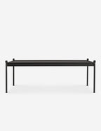Luna Outdoor Coffee Table | Black Metal Frame, Slatted Top