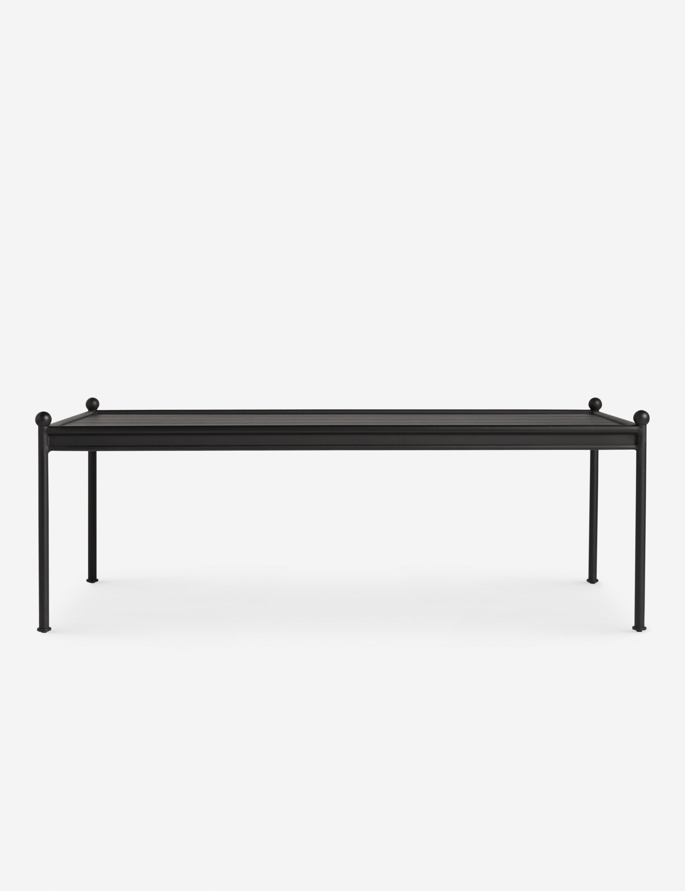 Luna Outdoor Coffee Table | Black Metal Frame, Slatted Top